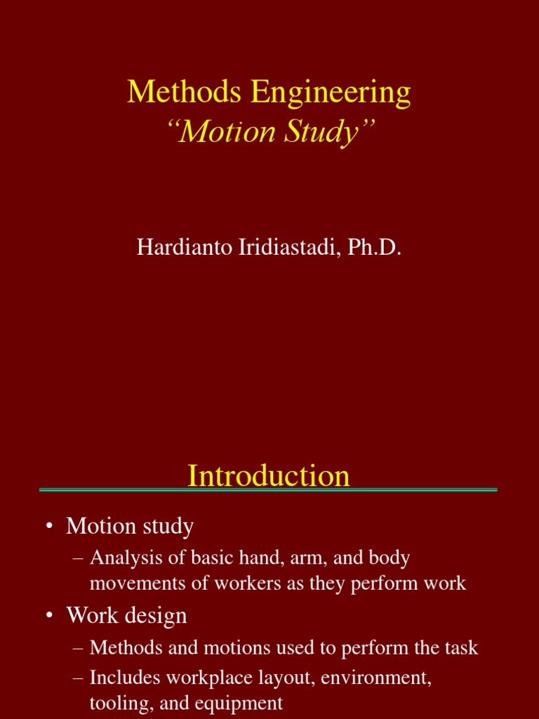 Methods Engineering "Motion Study" PDF