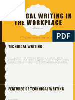 Technical Writing in The Workpl Ace: Reporters:Abundo and Del Agua