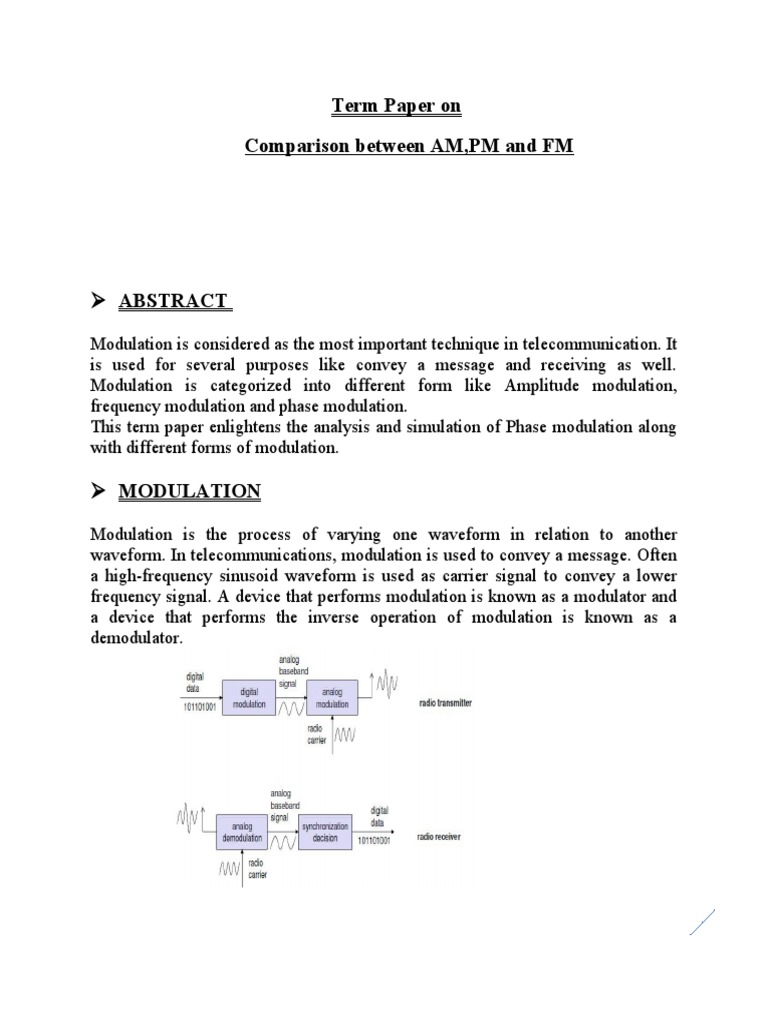 AM, FM, and PM Modulation Comparison | PDF | Frequency Modulation ...