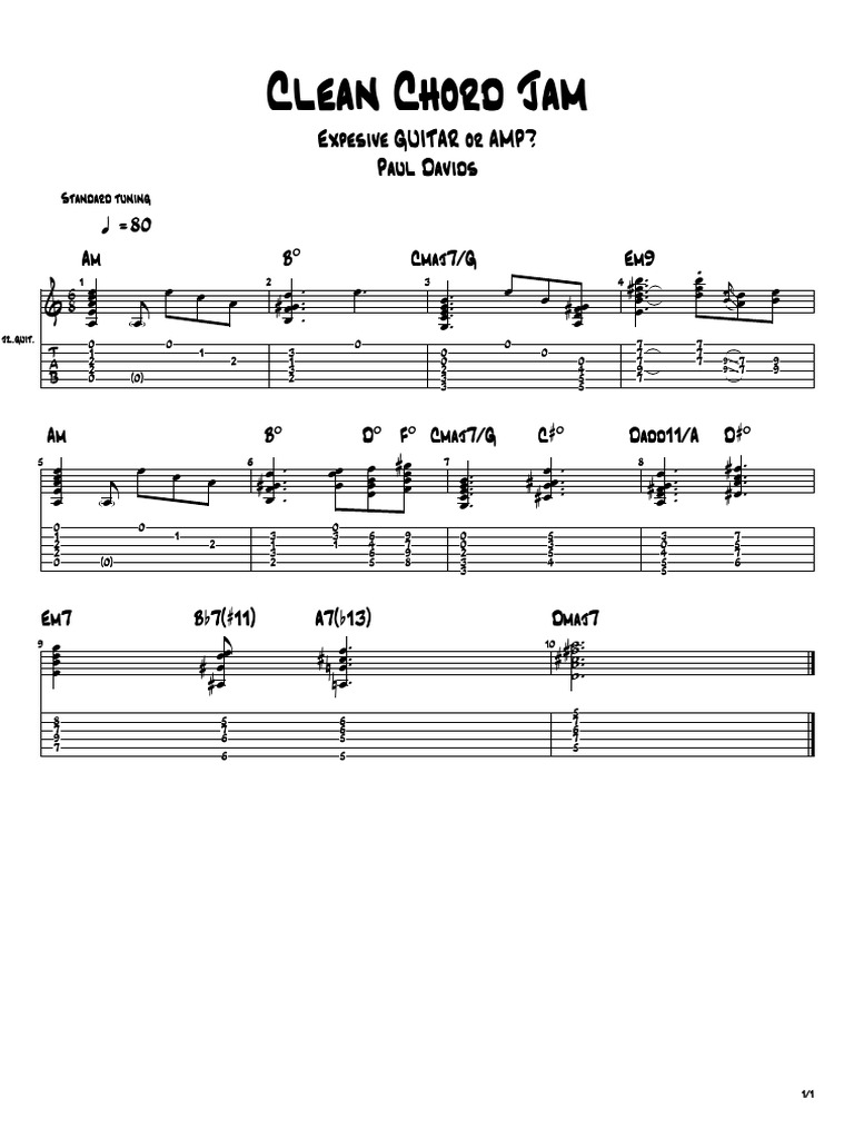 Clean Chord Jam for Guitarists | PDF | Necked Lutes | Musical Techniques