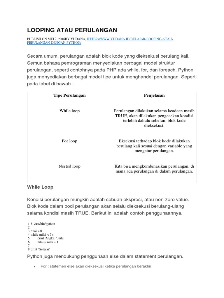 Looping Atau Perulangan Pdf