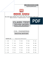 Class Test 2019-2020: Civil Engineering