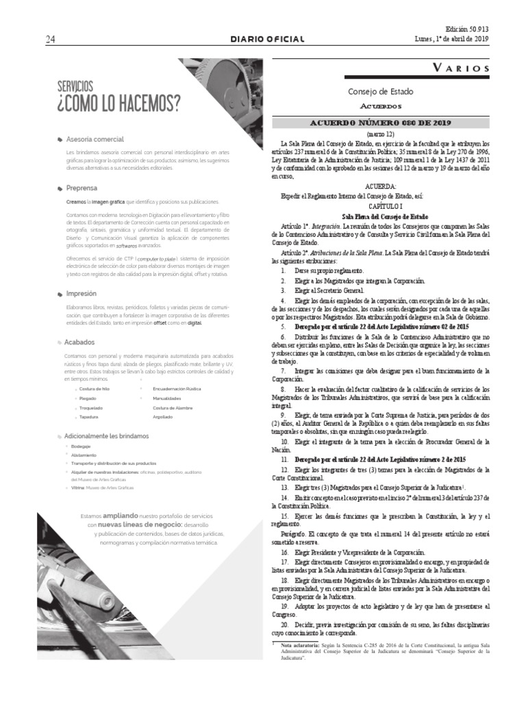 Reglamento Interno del Consejo de Estado | PDF | Competencia (ley ...