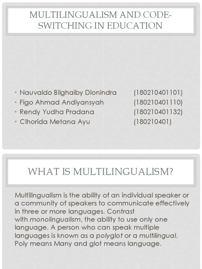 Multilingualism and Code-Switching in Education | PDF | Multilingualism ...