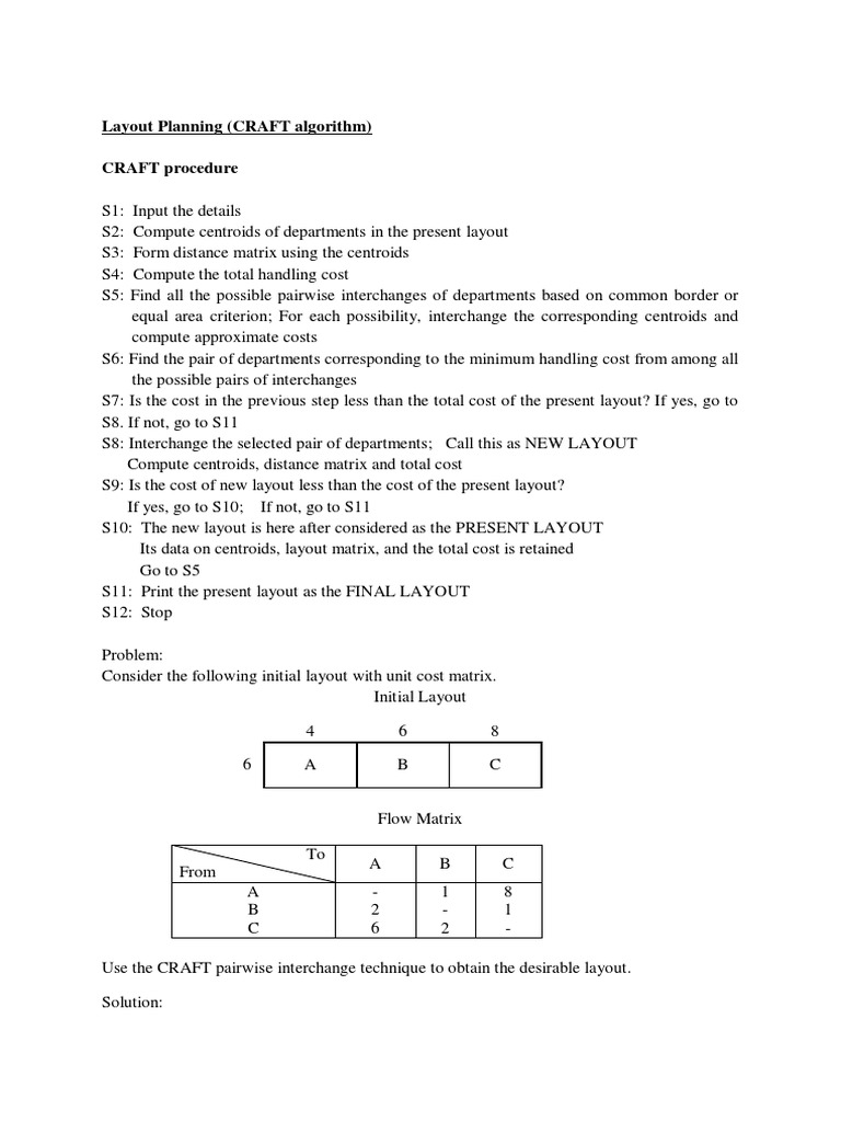 Optimizing Facility Layout Using the CRAFT Algorithm | PDF ...