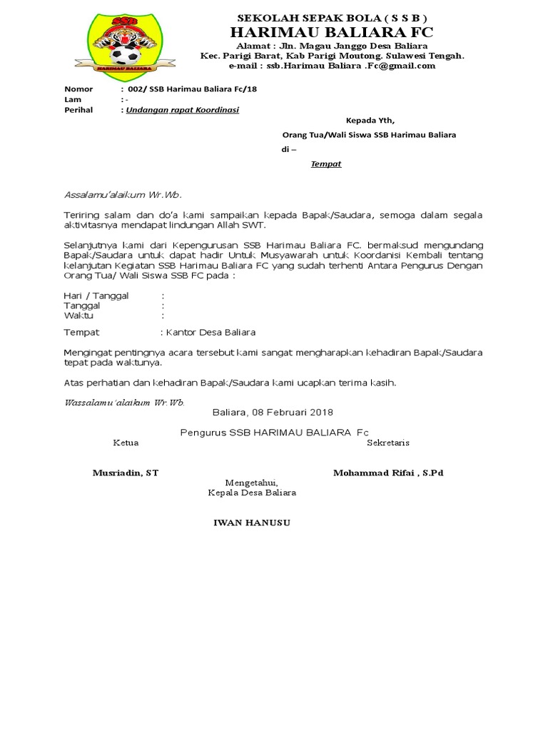 Undangan Orang Tua Ssb