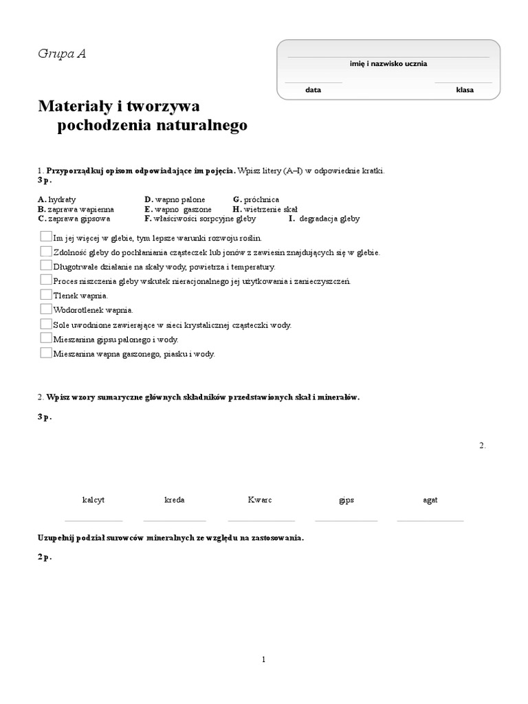 Materiały I Tworzywa Pochodzenia Naturalnego Sprawdzian To Jest Chemia Materiały I Tworzywa Pochodzenia Naturalnego | PDF