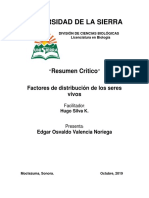 Resumen Factores de Distribución de Los Seres Vivos Valencia Noreiga Edgar Osvaldo
