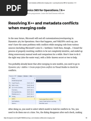 Dynamics 365 F&O - Resolving X++ and metadata conflicts when merging code