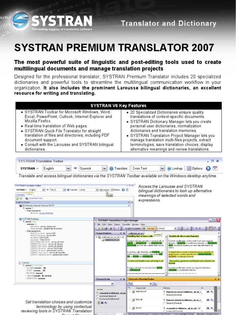 SYSTRAN Premium Translator PDF Translations Internet Explorer