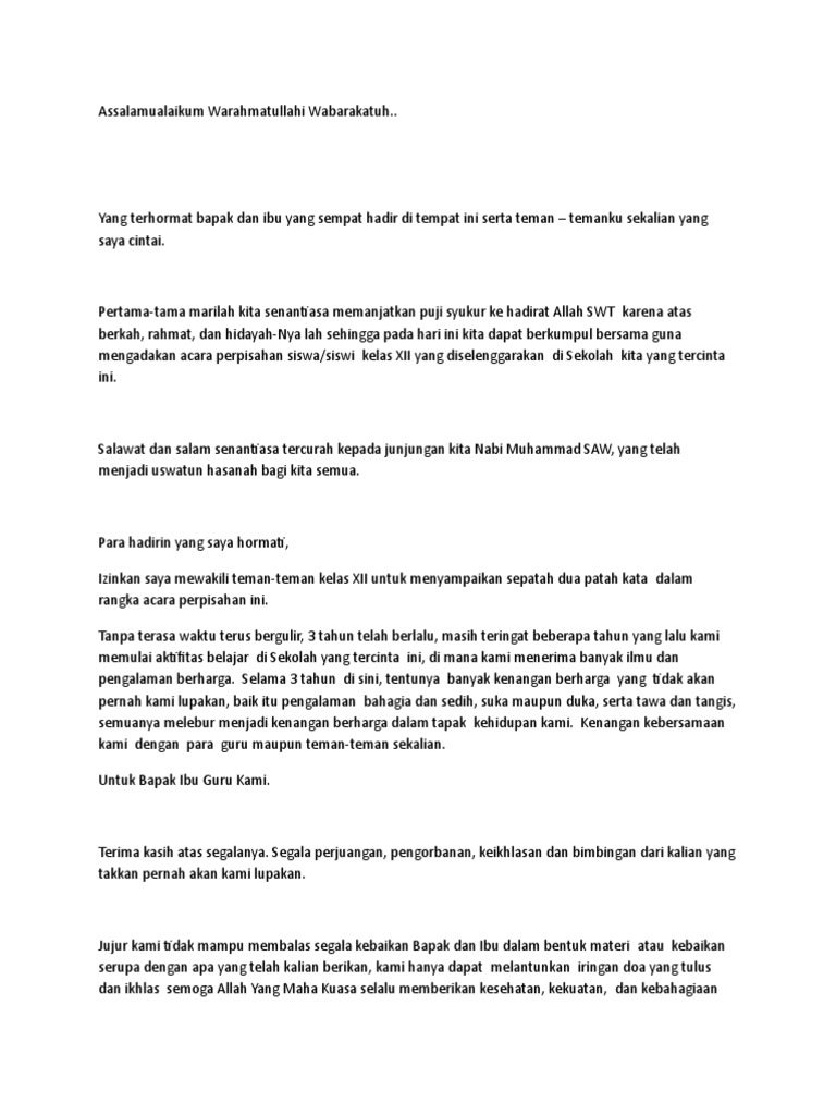 Pesan Dan Kesan Mewakili Kelas Xii