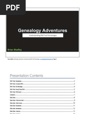 Genealogy Adventures (Brian Sheffey): Understanding DNA Test Percentages Presentation Handout