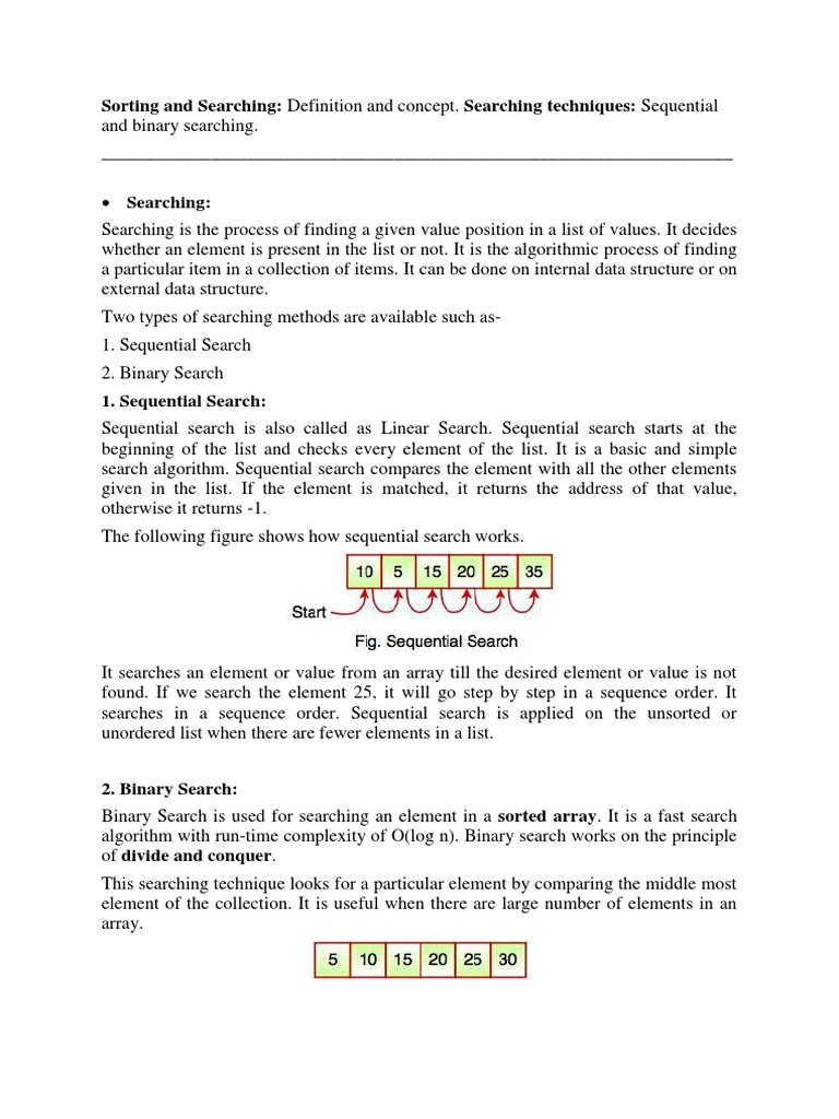 Notes On Searching and Sorting | PDF