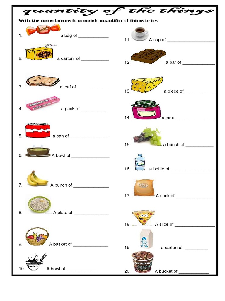 Quantifiers for Various Items | PDF