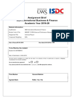 Assignment Brief MBA International Business & Finance Academic Year 2019-20