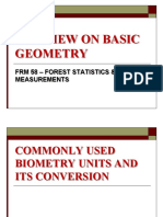 A Review On Basic Geometry: FRM 58 - Forest Statistics & Measurements