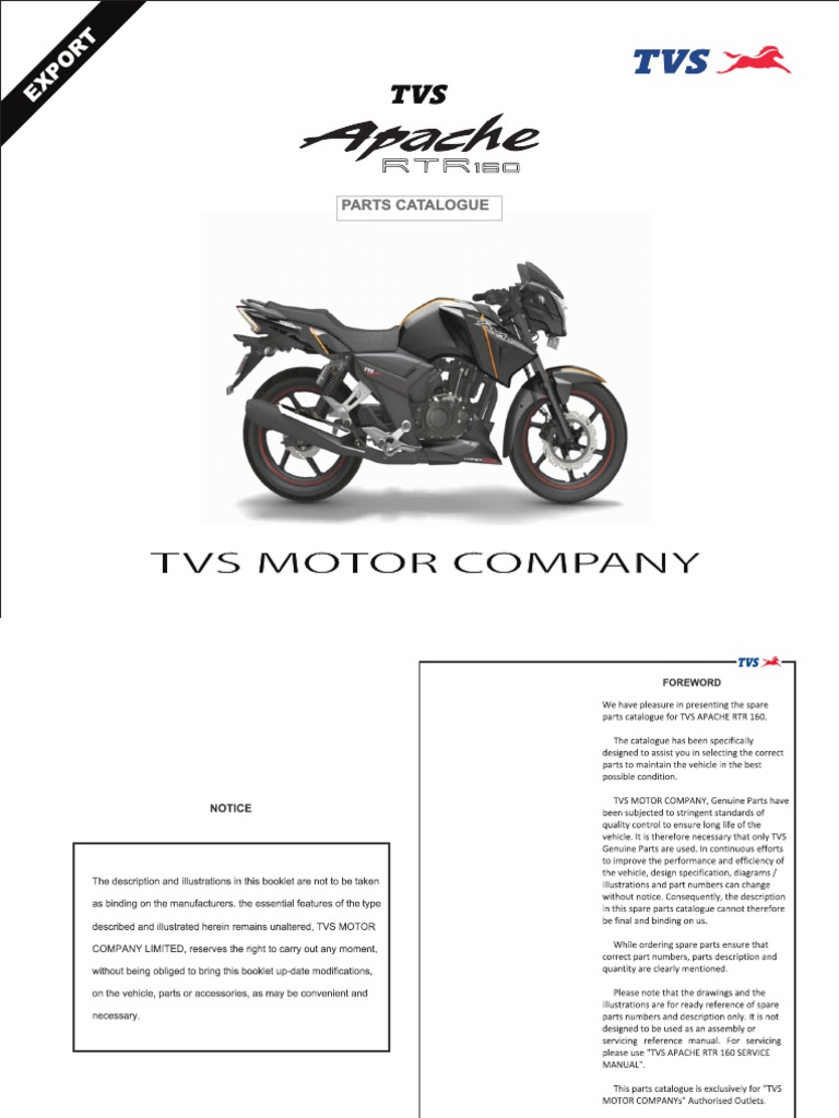 TVS APACHE RTR 160 PARTS CATALOGUE Adavantage TVS 2016 PDF PDF Screw Piston