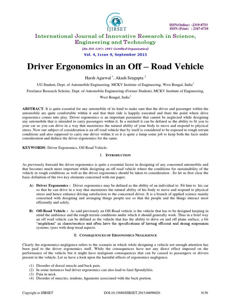 Driver Ergonomics | PDF | Off Roading | Human Factors And Ergonomics