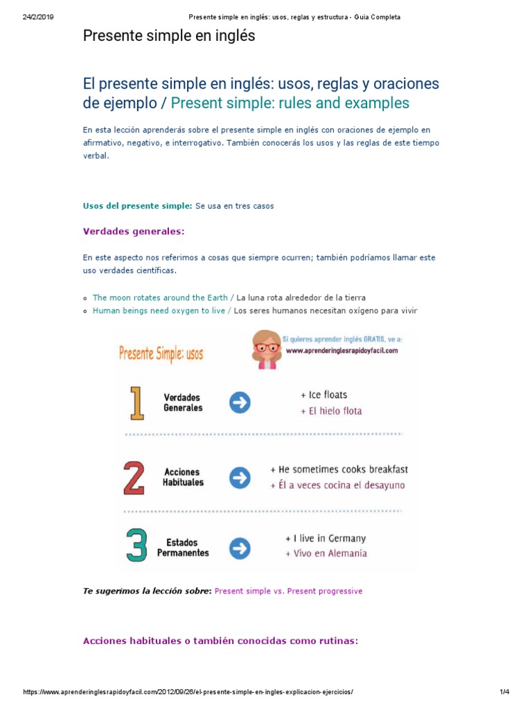 Presente Simple En Inglés Usos Reglas Y Estructura Guia Completa