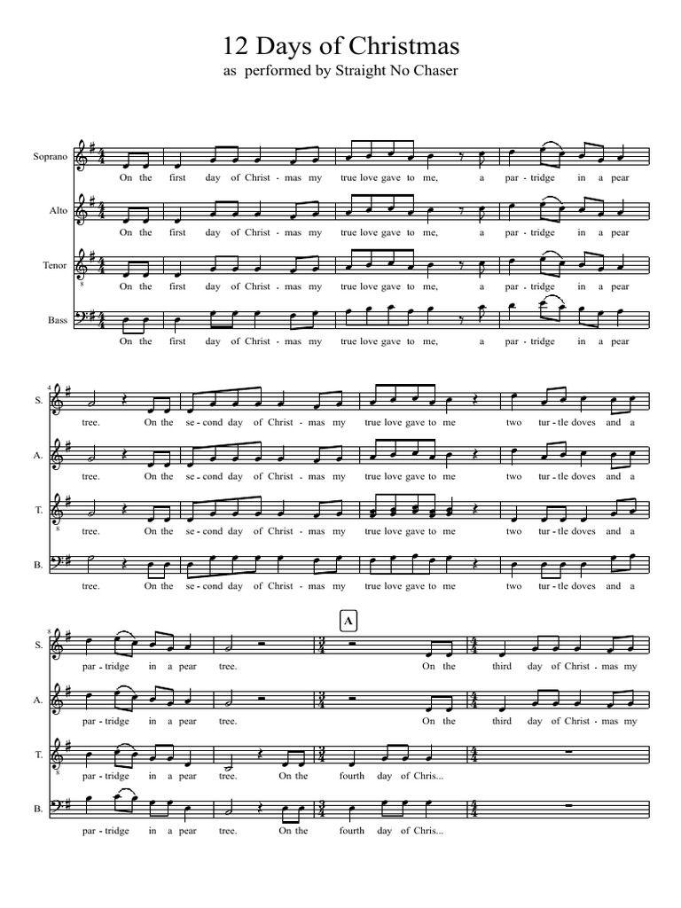 12 days of christmas: as performedstraight no chaser | pdf | birds