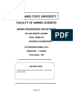 MIDLANDS STATE UNIVERSITY FACULTY OF MINING SCIENCES GIS AND REMOTE SENSING SESSIONAL EXAMS