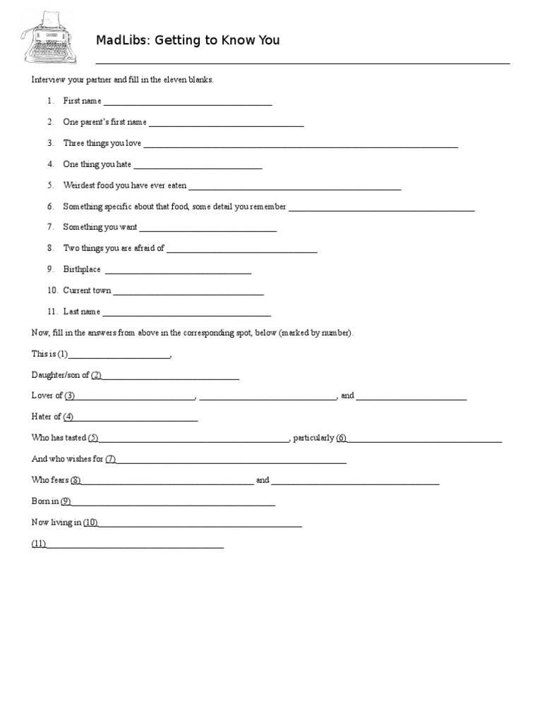 Icebreaker Mad Lib | PDF