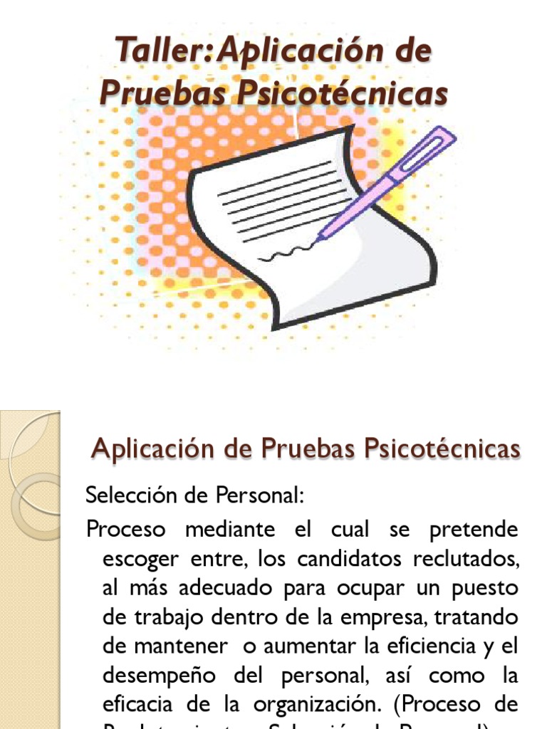 Taller Aplicacion de Pruebas Psicotecnicas | PDF | Gestión de recursos ...