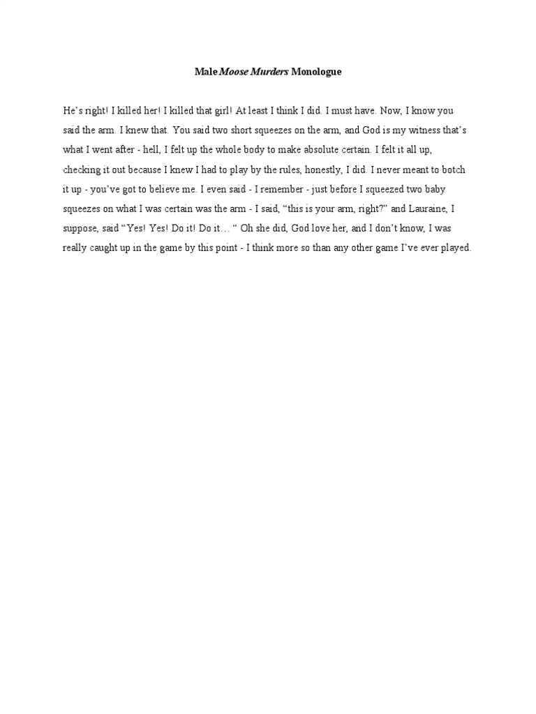 Male Moose Murders Monologue PDF | PDF