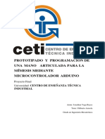 Prototipado y Programación de Una Mano Articulada para La Mímesis Mediante Microcontrol