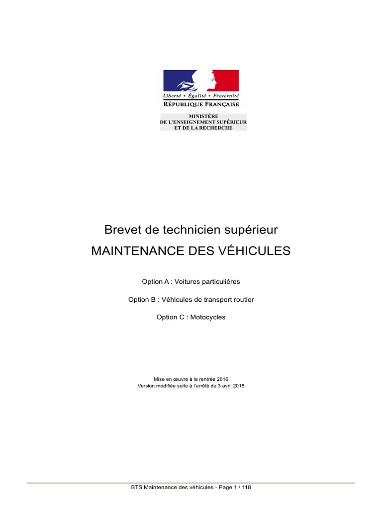 Bts Maintenancevehiculesoptabc | Pdf | Science | Pédagogie