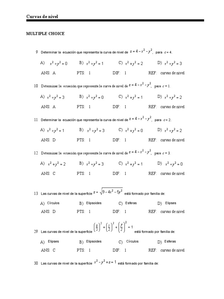 Curvas y Superficies de Nivel | PDF | Elipse | Curva