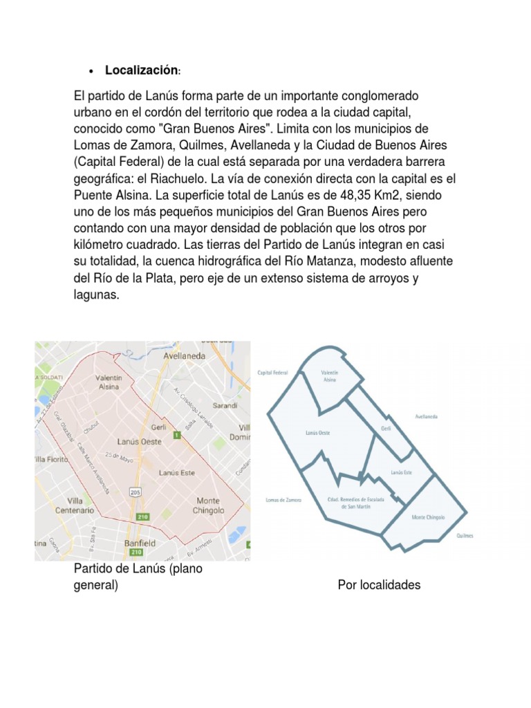 La historia y desarrollo del partido de Lanús | PDF | Transporte