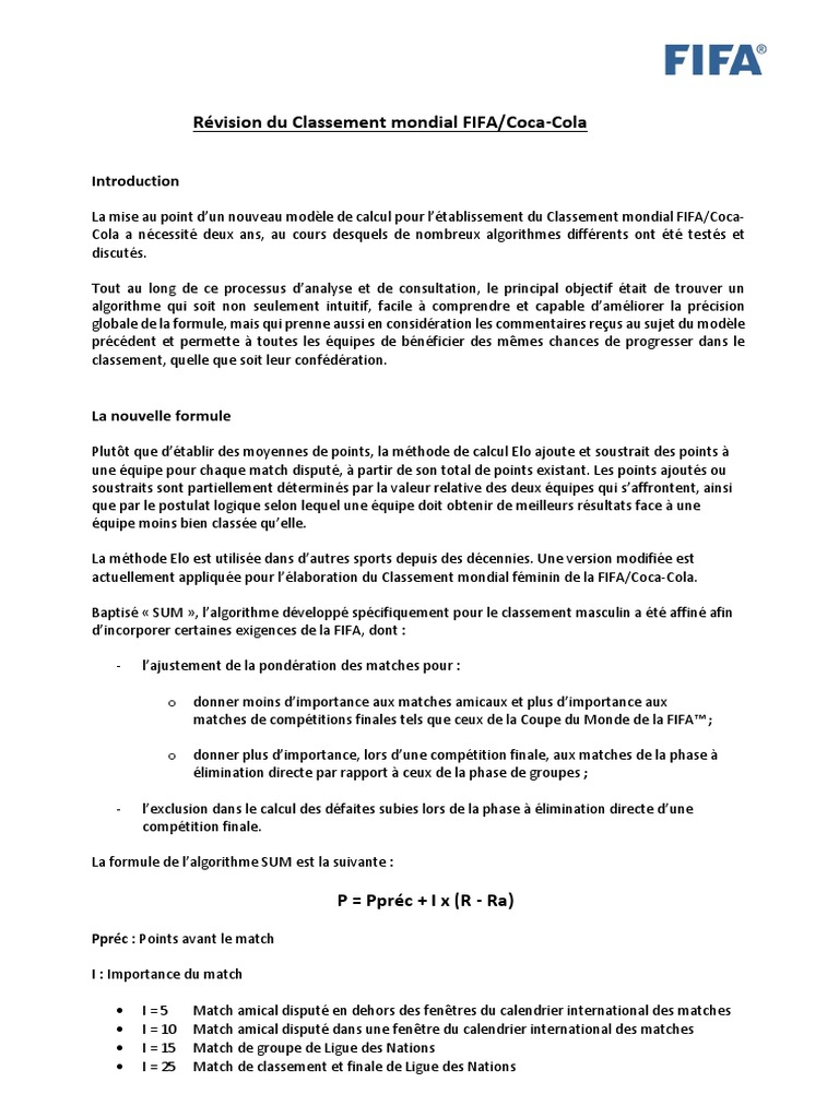 Fifa World Ranking Technical Explanation Revision PDF | PDF | Coupe du ...