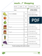 How Much ?' Shopping: Match The Words To The Pictures Choose Whether A or B Is Correct