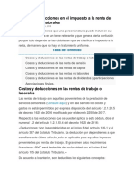 Costos y Deducciones en El Impuesto a La Renta de Las Personas Naturales