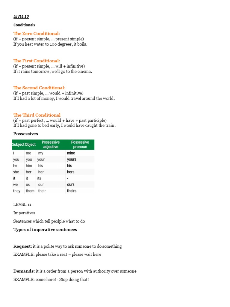 English Conditionals and Imperatives | PDF | Language Arts & Discipline