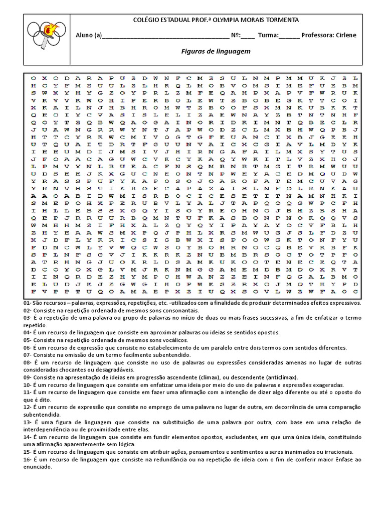 Figuras de Linguagem Caca Palavras | PDF