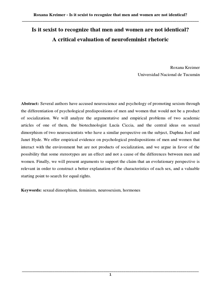 Is It Sexist To Recognize That Men and W PDF | PDF | Gender | Gender ...
