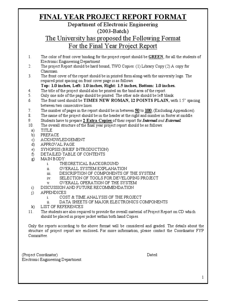 Final Year Project Report Guidelines | PDF | Thesis