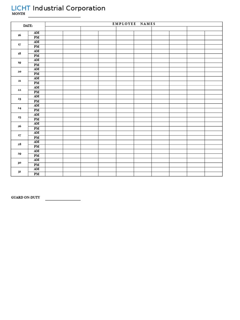 Guard Duty Schedule Template | PDF