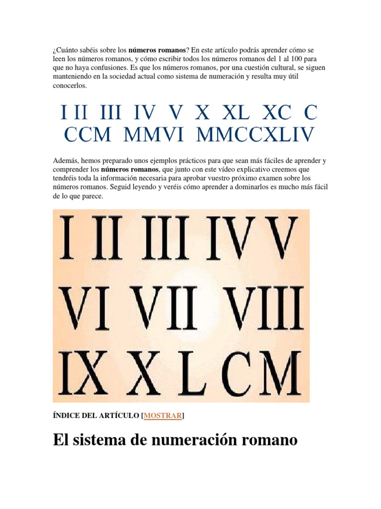 Numeros Romanos Roma Antigua
