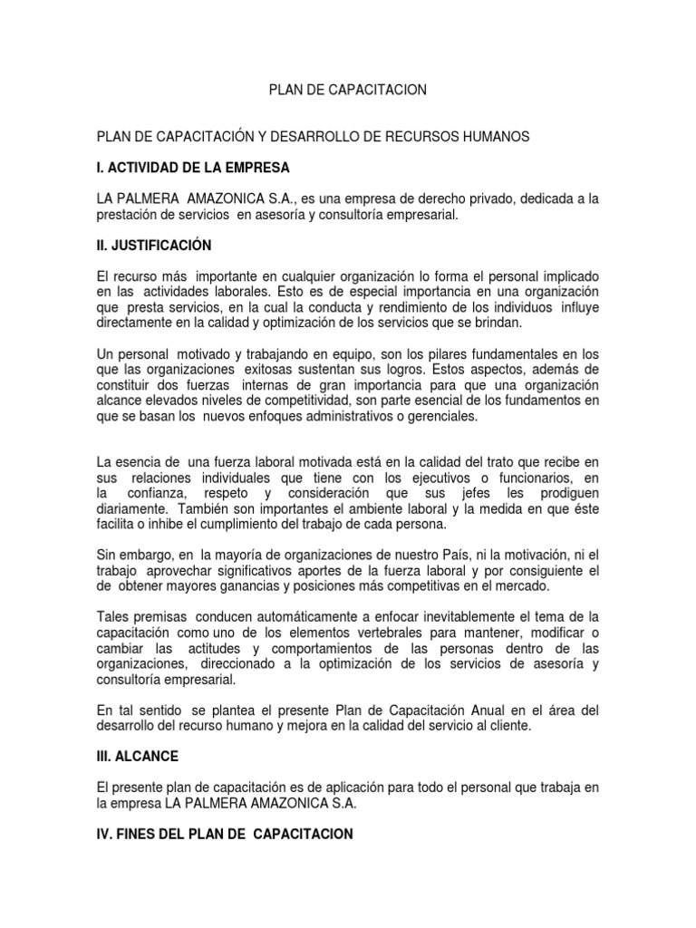 Modelo de Plan de Capacitación Anual | PDF | Gestión de recursos ...