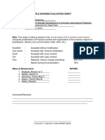 Title Defense Evaluation Sheet