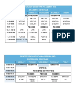 Centerview Christian Academy, Inc. Graders ' Schedule: Recess Recess Recess