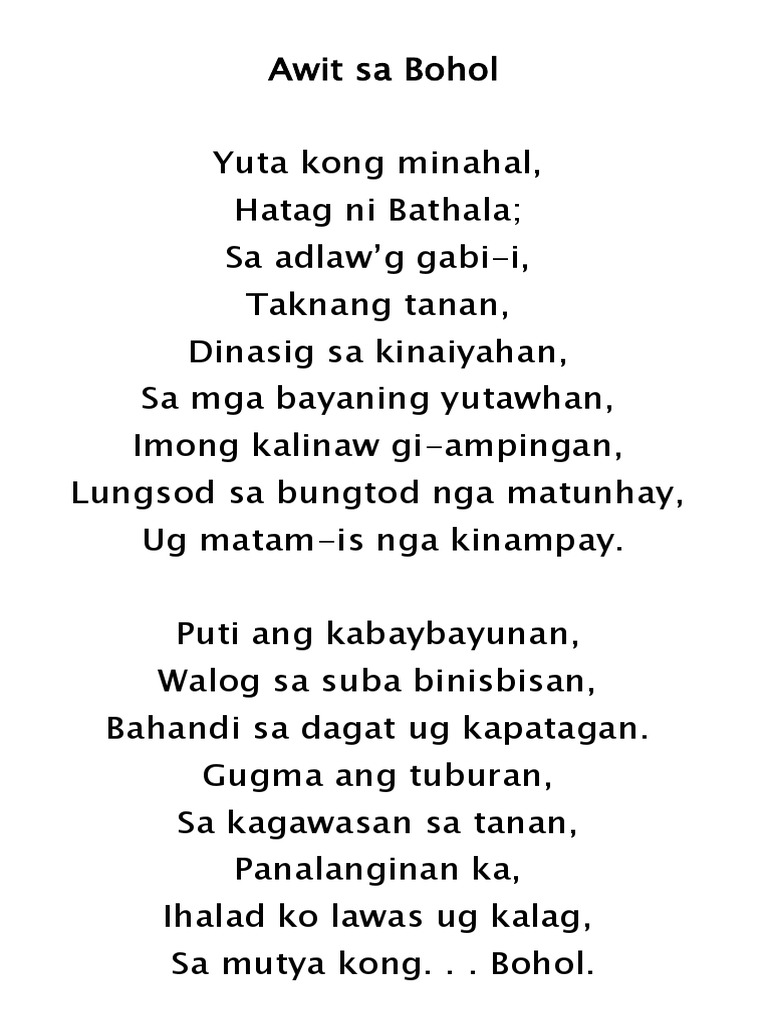 Awit Sa Bohol Pdf