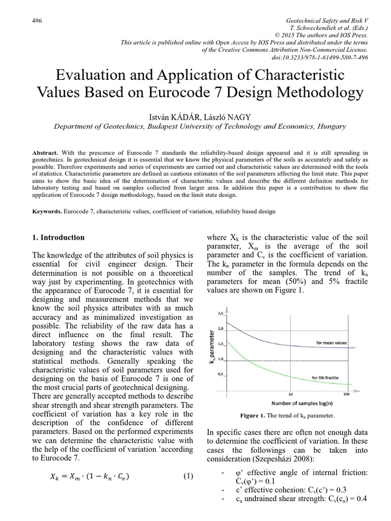 Evaluation and Application of Characteristic Values Based On Eurocode 7 ...