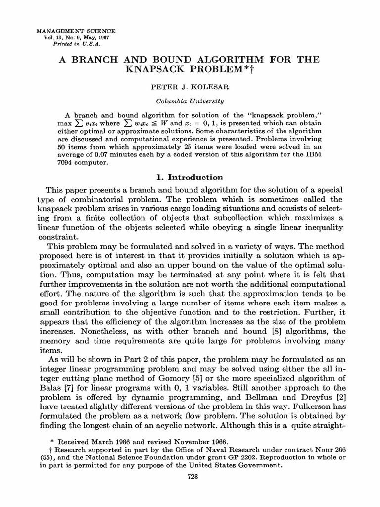 Knapsack Problem Algorithm Analysis | PDF | Mathematical Optimization ...