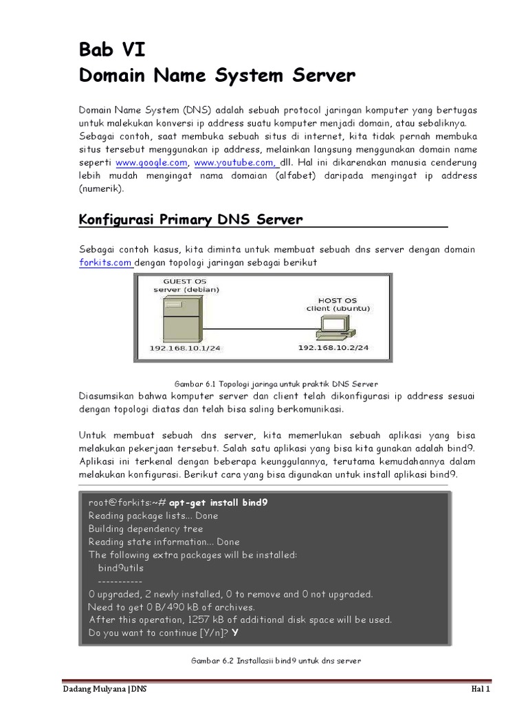 Konfigurasi DNS Server dengan BIND9 | PDF