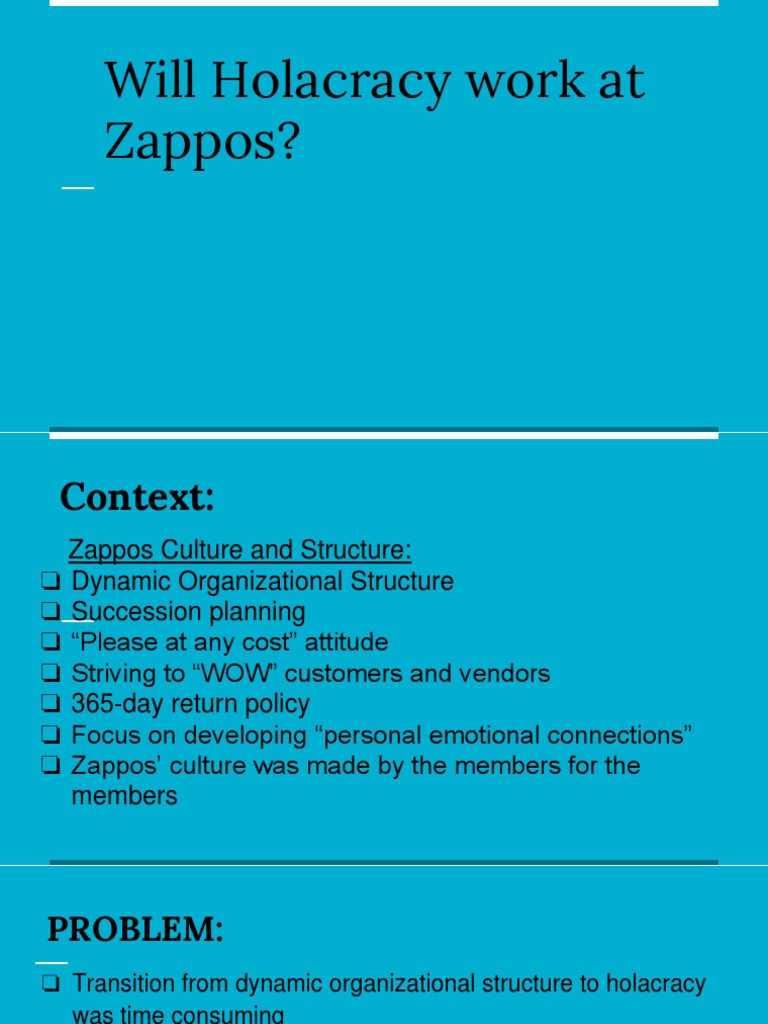 Will Holacracy Work at Zappos? | PDF