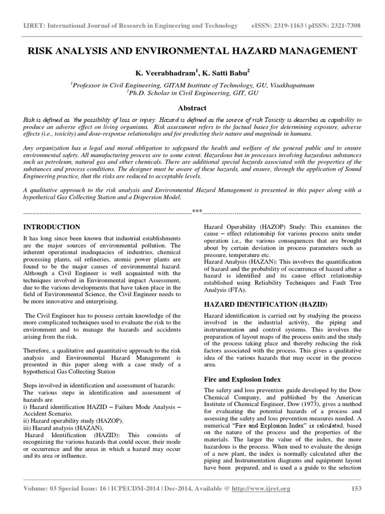 Risk Analysis in Environmental Hazards | PDF | Hazards | Risk Management